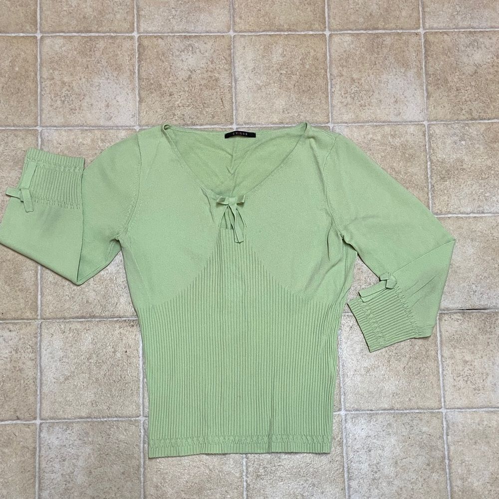 Cyrus Light Green Knit Stretch Top Size S